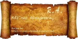 Rónai Alexandra névjegykártya